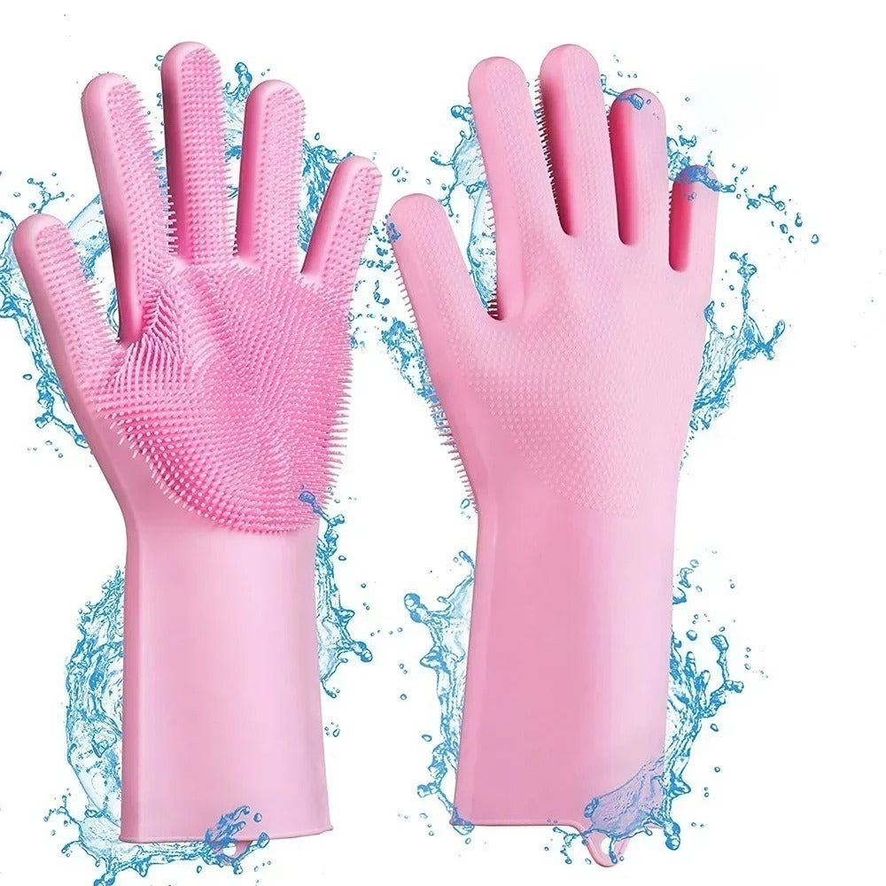 Magic Silicone Cleaning Gloves β Reusable Dishwashing Gloves with Built-In Scrubber