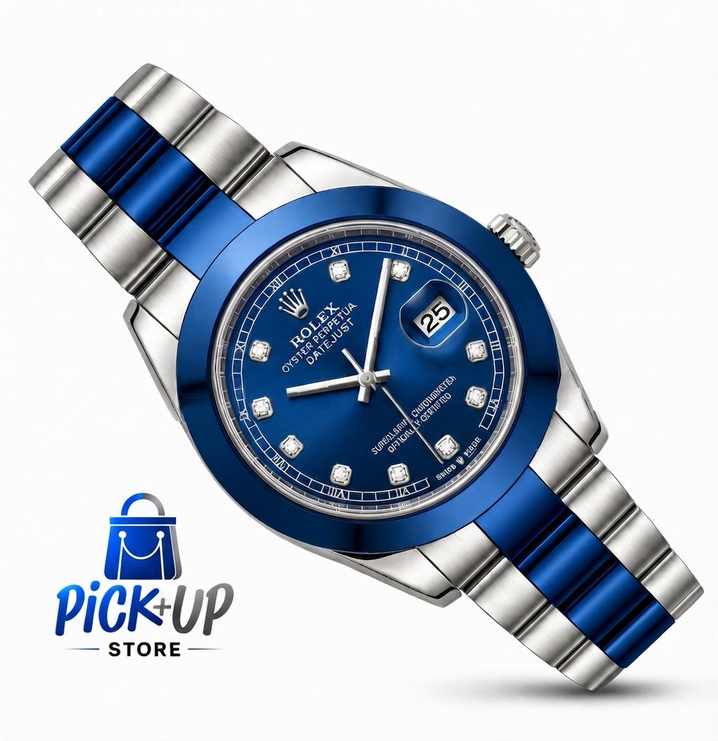 Silver & Deep Blue Luxury Watch