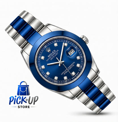 Silver & Deep Blue Luxury Watch