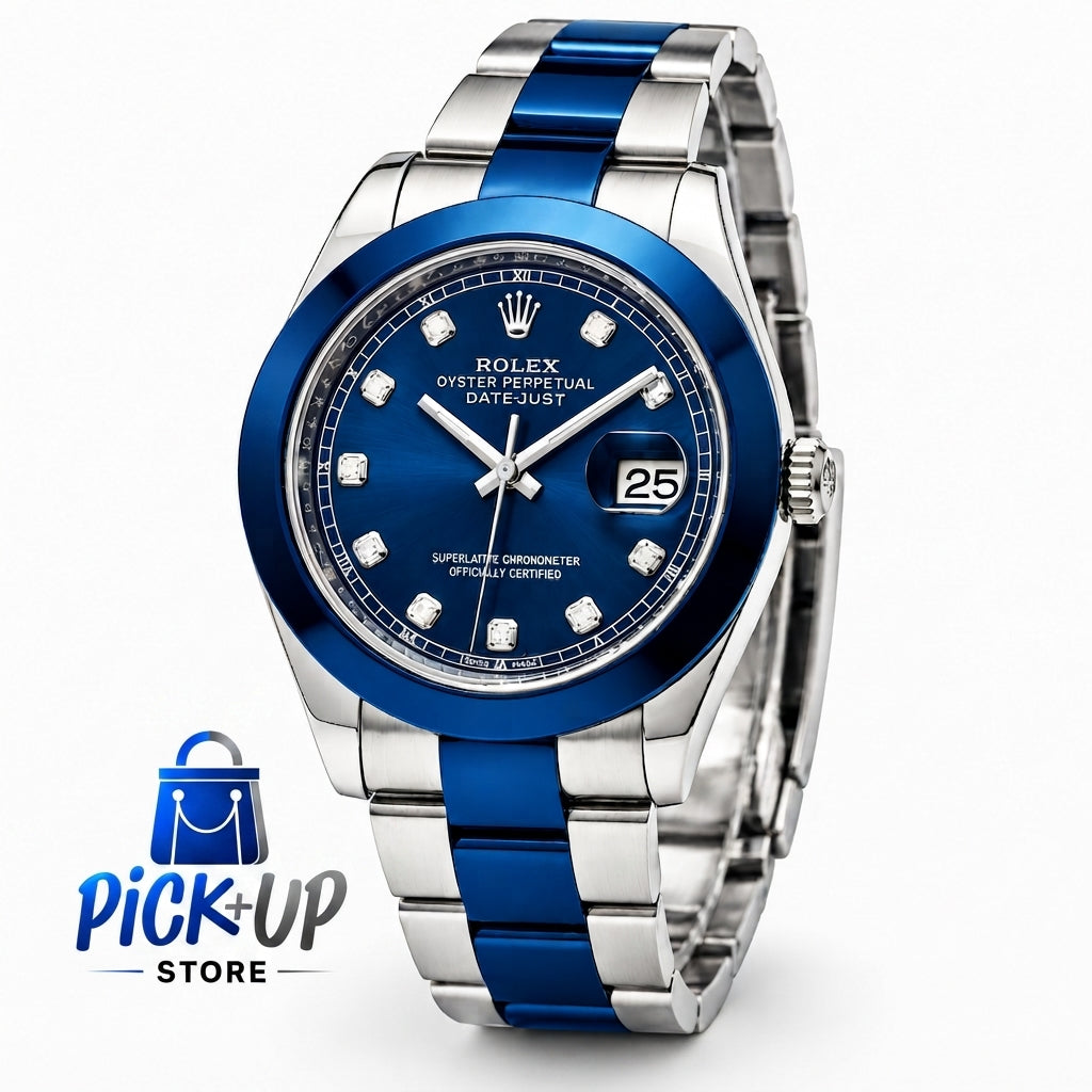 Silver & Deep Blue Luxury Watch