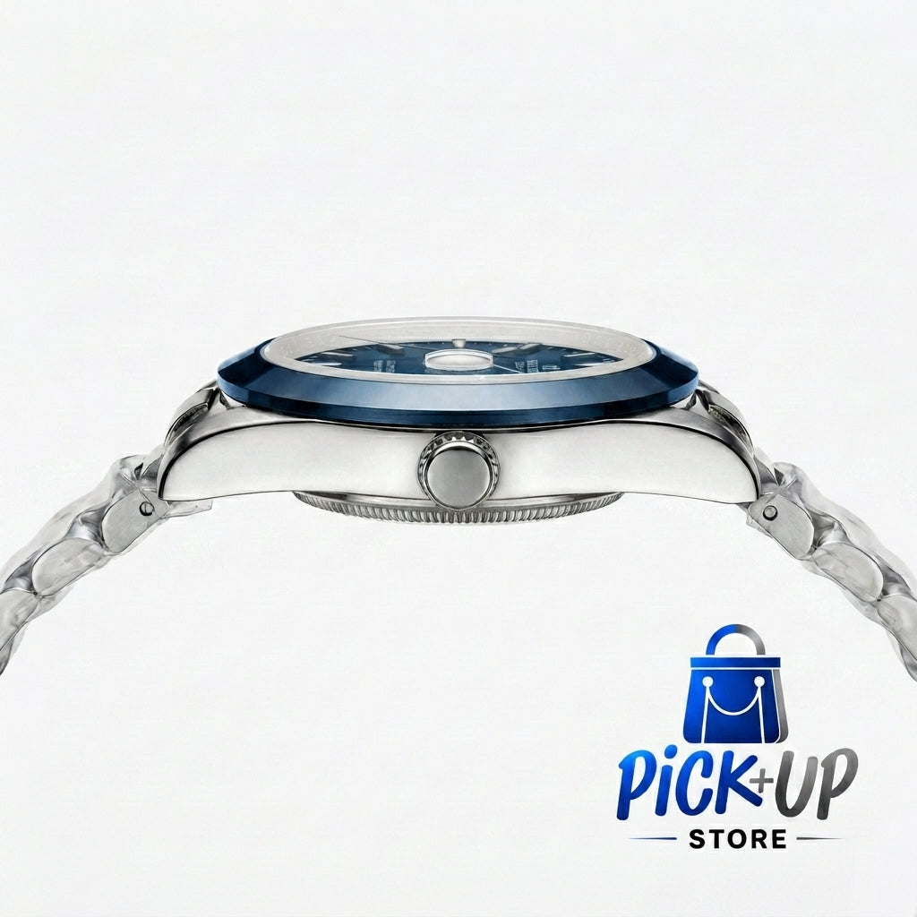 Silver & Deep Blue Luxury Watch
