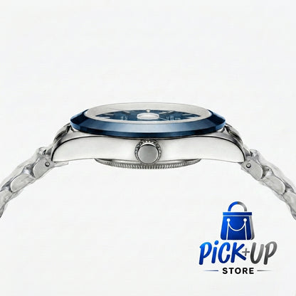 Silver & Deep Blue Luxury Watch