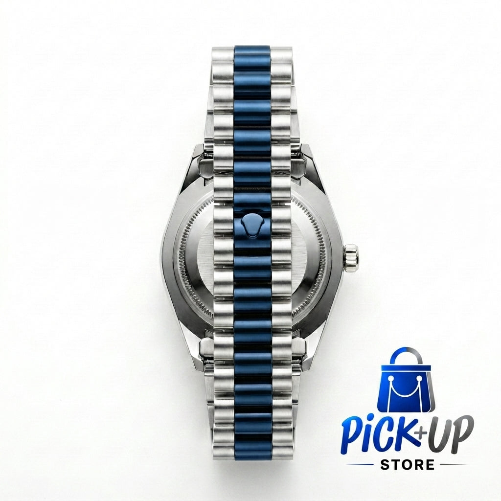 Silver & Deep Blue Luxury Watch