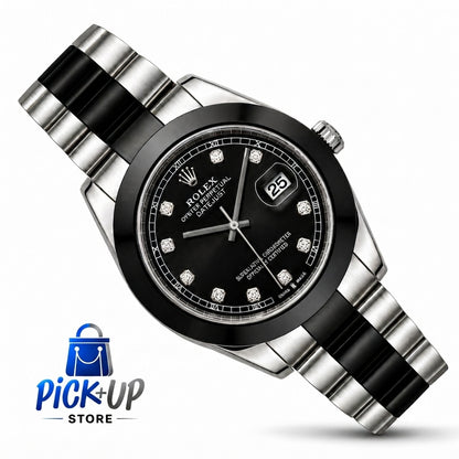 Silver & Classic Black Luxury Watch