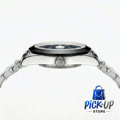 Silver & Classic Black Luxury Watch