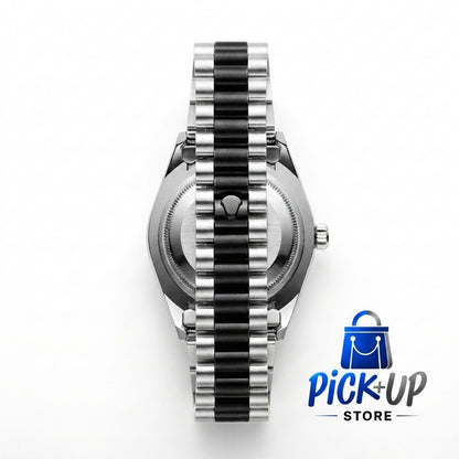 Silver & Classic Black Luxury Watch