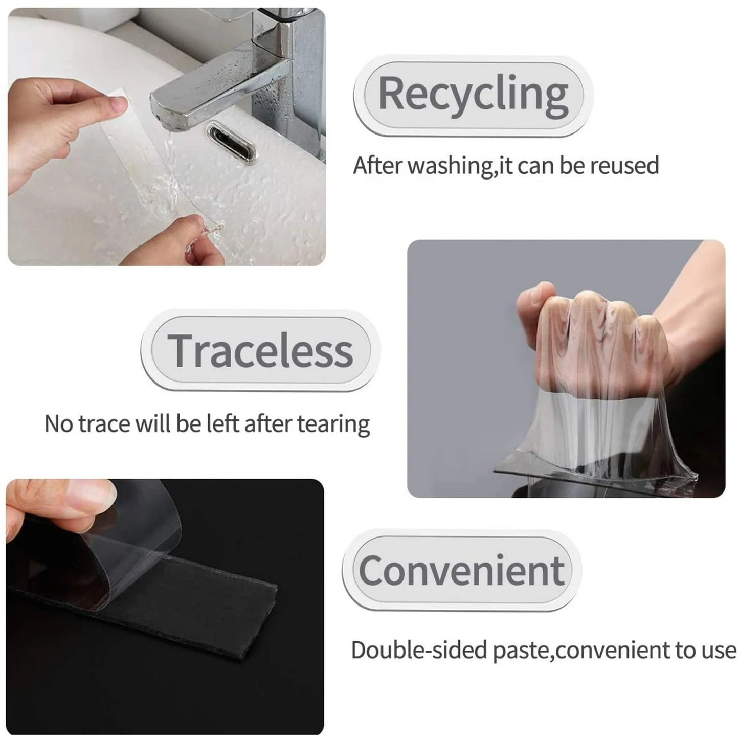 Double-Sided Nano Adhesive Tape – Heavy Duty Reusable Wall Mounting Fixing Tape (5M)