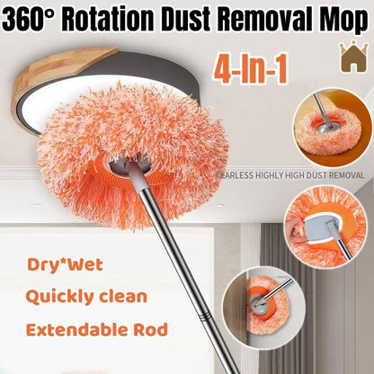 Magic Rotating Microfiber Mop – Adjustable Long Handle Floor Cleaning System
